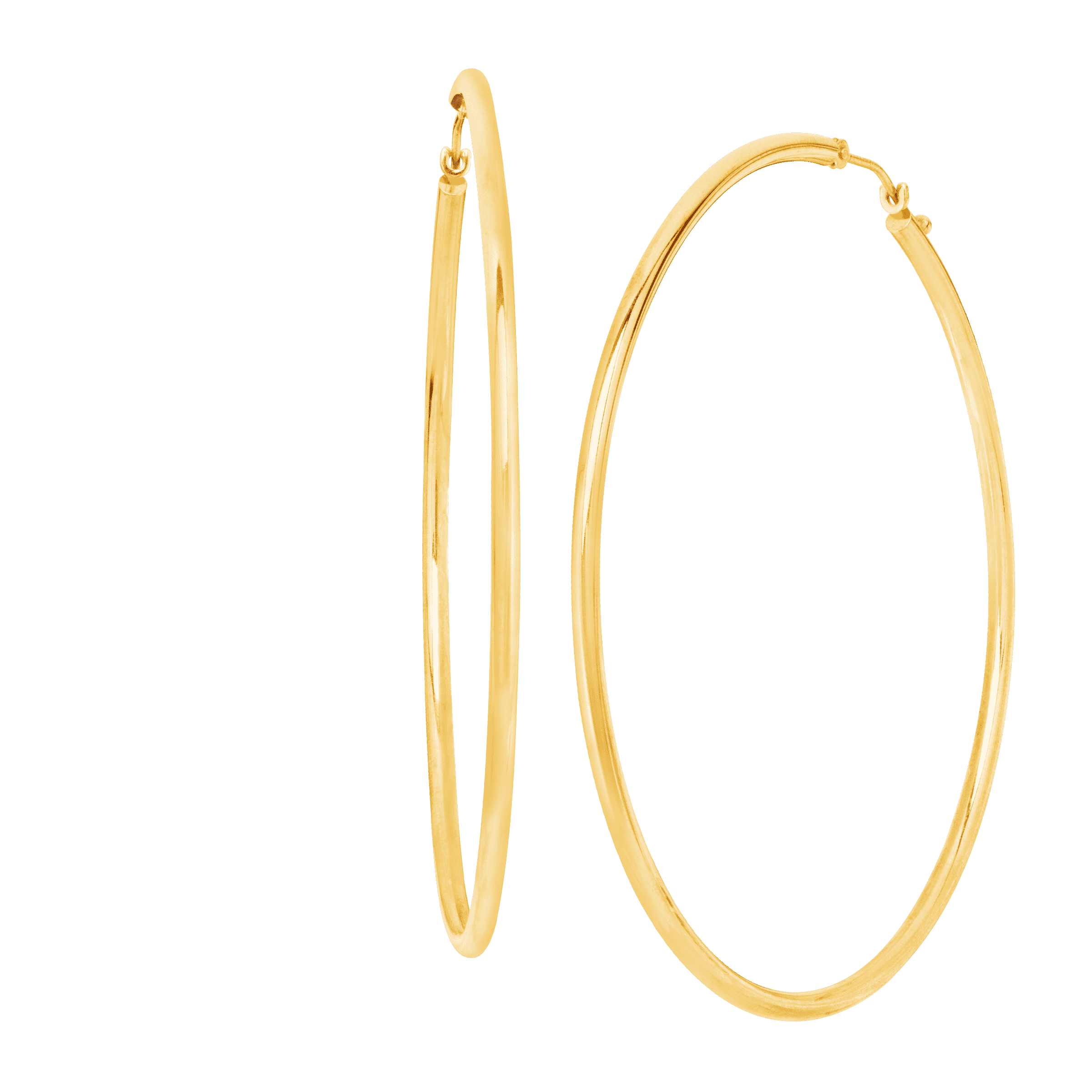 60mm Round Hoop Earrings in 14k Yellow Gold Welry