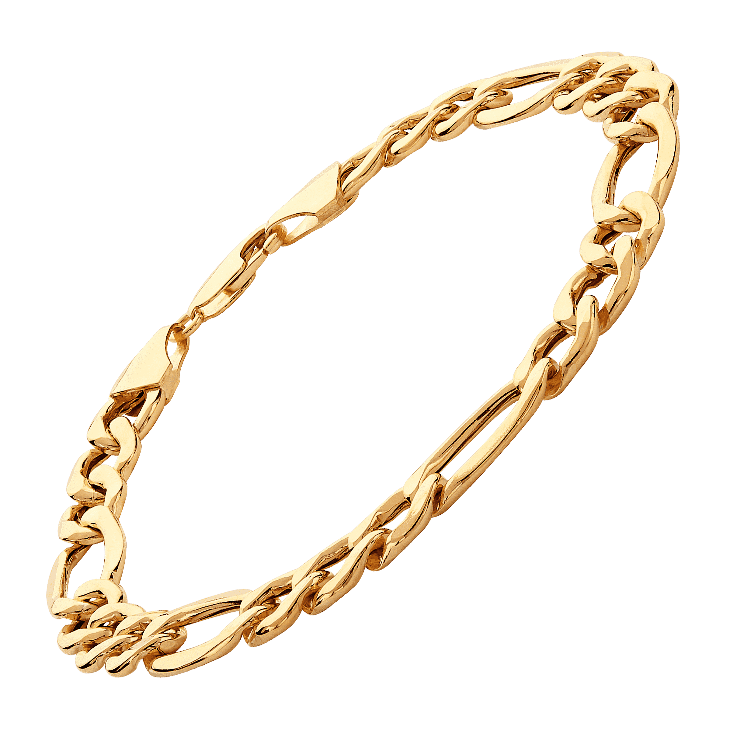 Welry Men's ItalianMade 9mm Light Figaro Link Bracelet in 10K Yellow