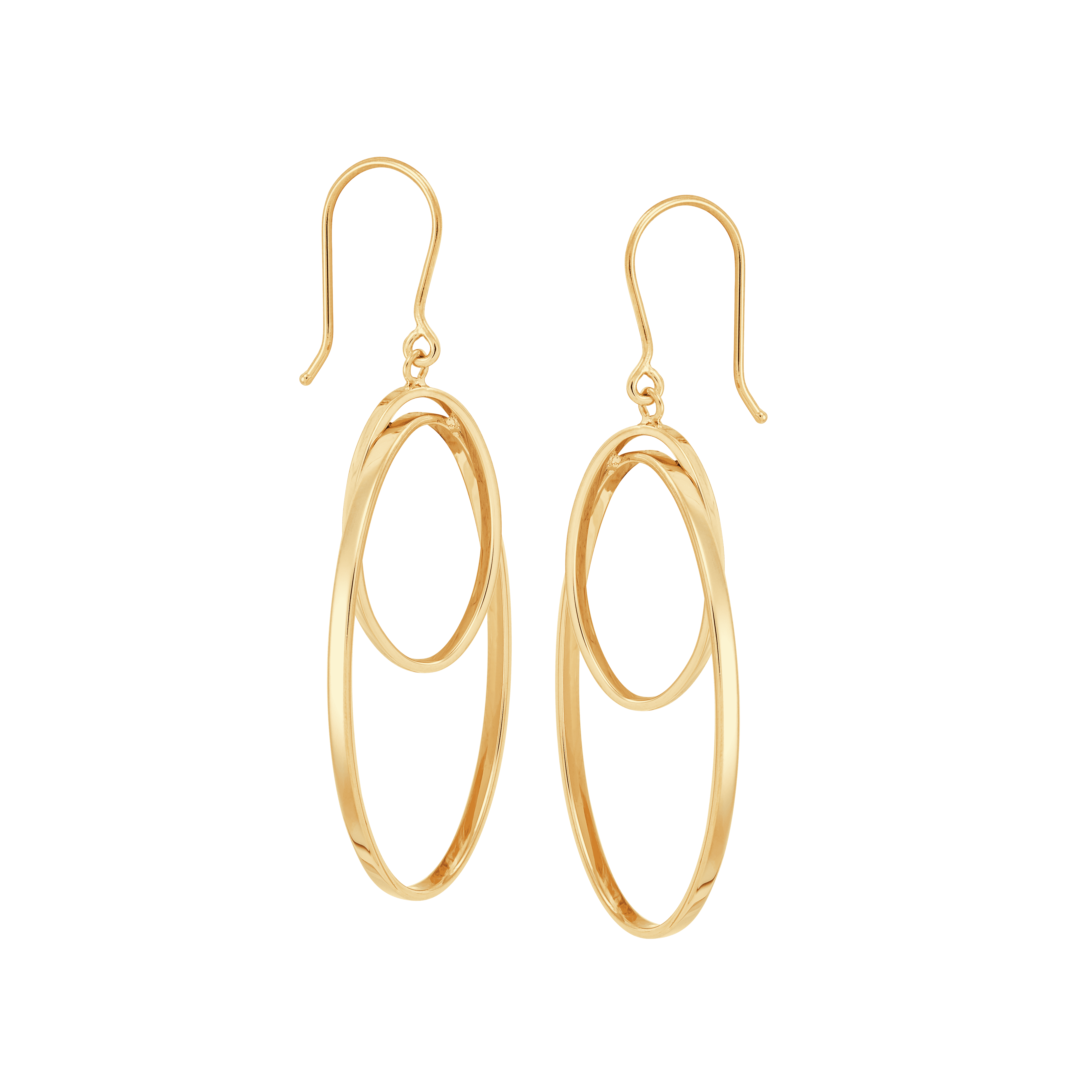 Welry Polished Interlocking Oval Drop Earrings in 14K Yellow Gold | Welry