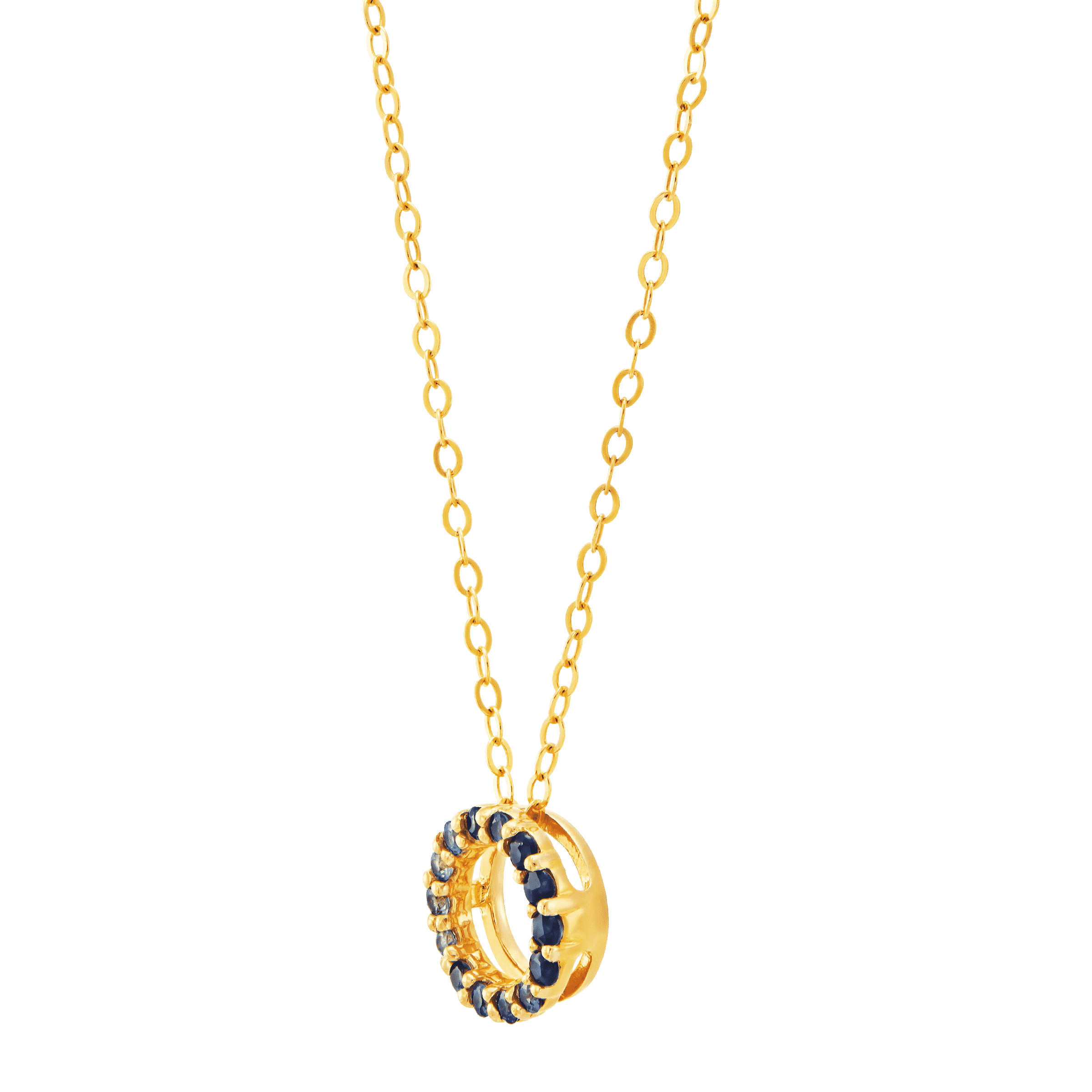 Ombré Blue Sapphire Open Circle Pendant Necklace | Welry