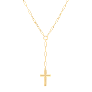 Gold cross 2025 lariat necklace