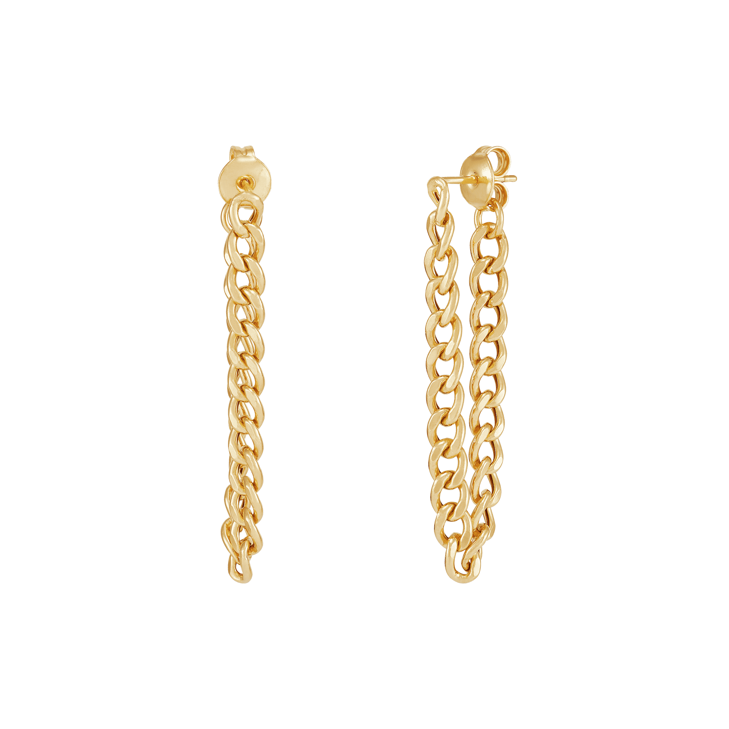 Welry Front and Back 3.7mm Curb Chain Earrings in 14K GoldPlated