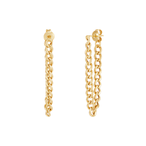 Welry Front and Back 3.7mm Curb Chain Earrings in 14K Gold-Plated