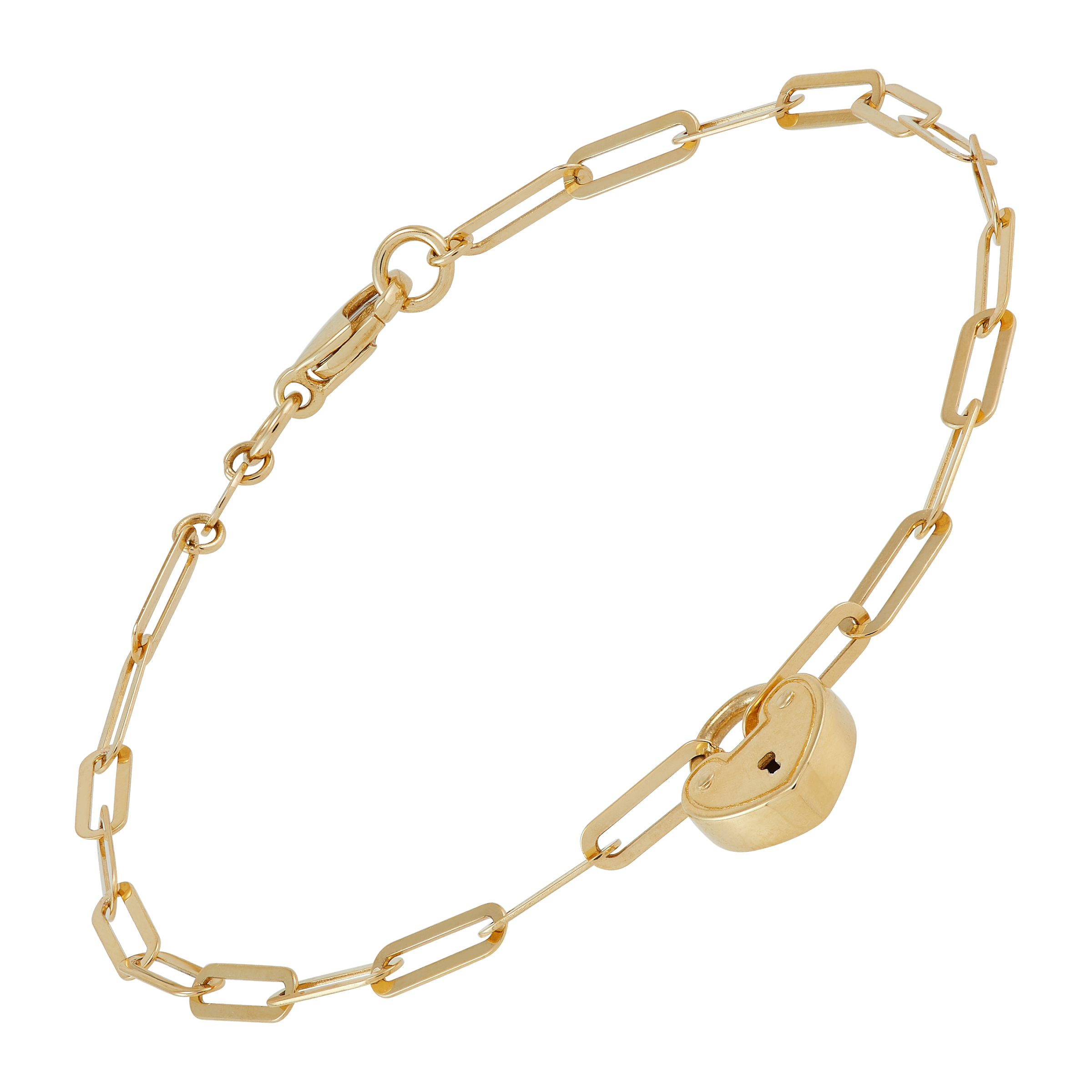 Paperclip Chain Necklace with Heart Lock Welry