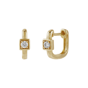 10mm Huggie Hoop Earrings With Cubic Zirconia Welry