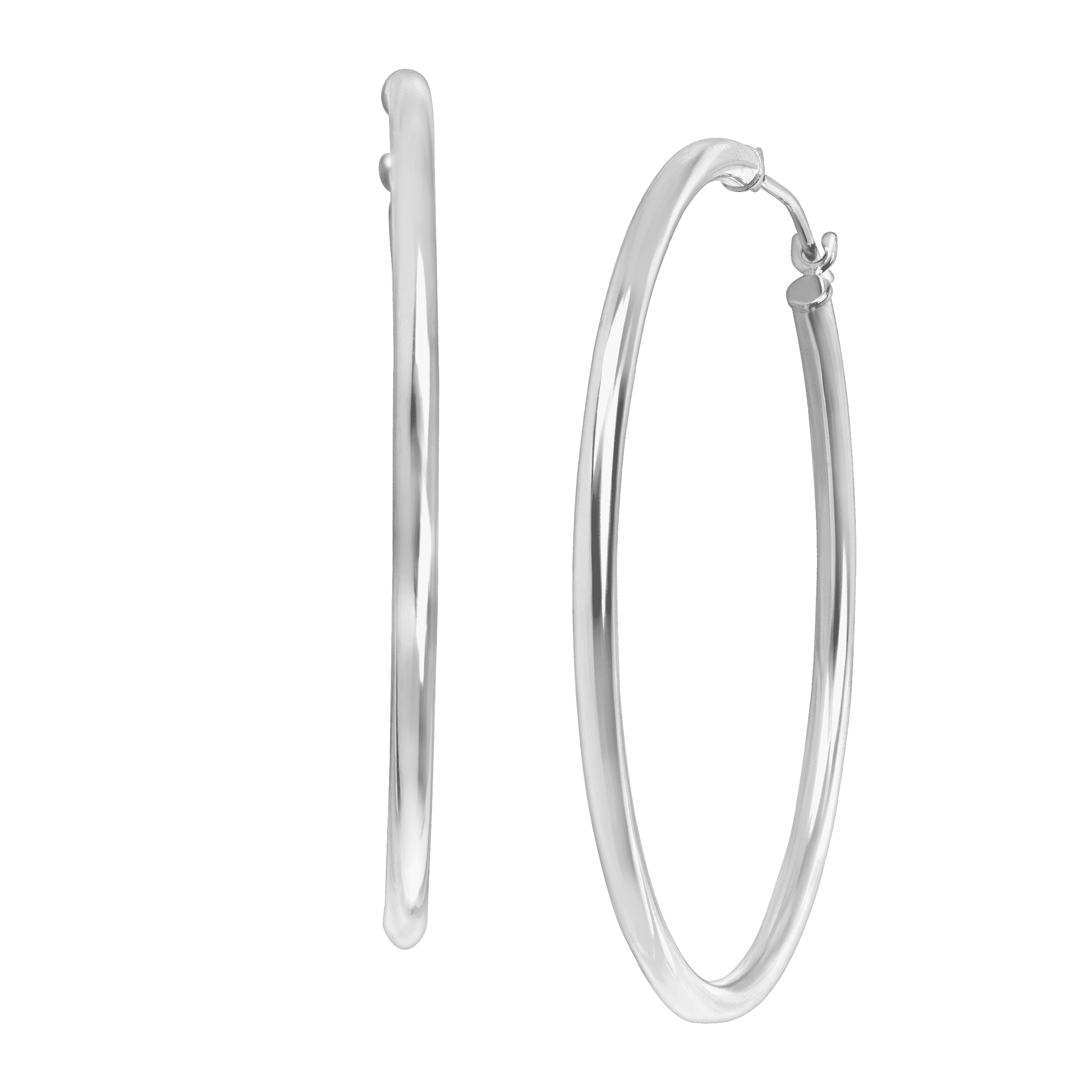 WELRY Pre-owned 40mm Tube Hoop Earrings In 14k White Gold