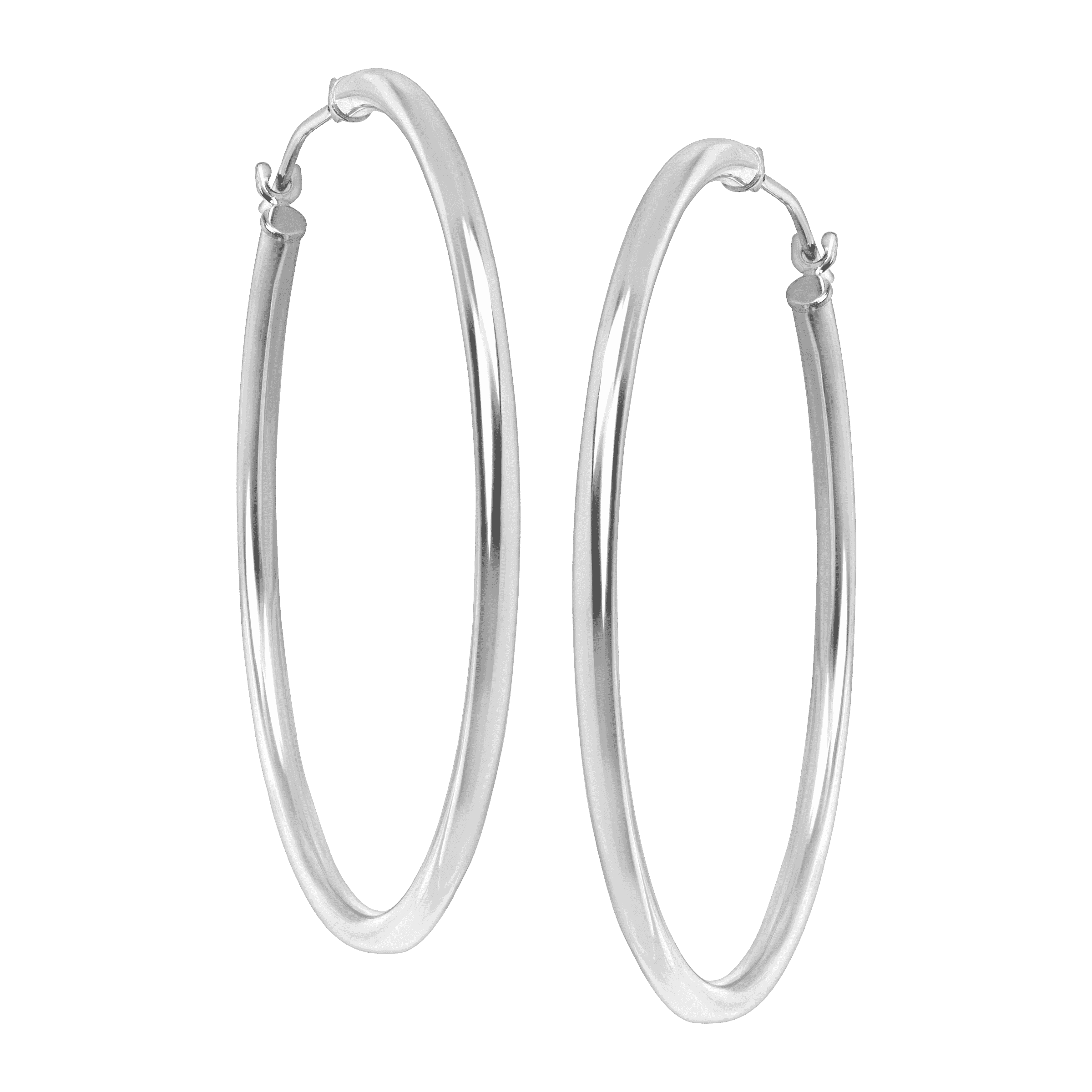 WELRY Pre-owned 40mm Tube Hoop Earrings In 14k White Gold