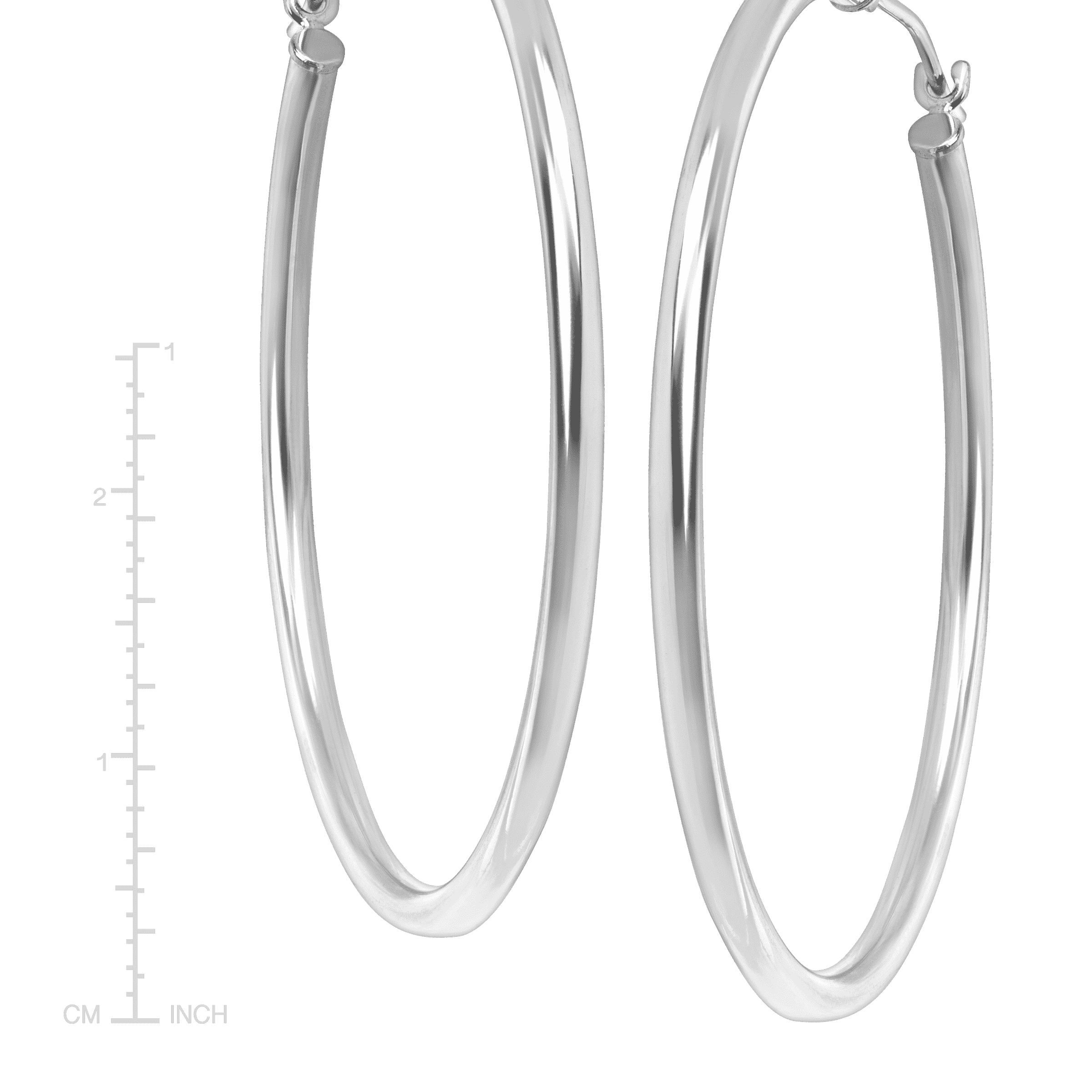 WELRY Pre-owned 40mm Tube Hoop Earrings In 14k White Gold