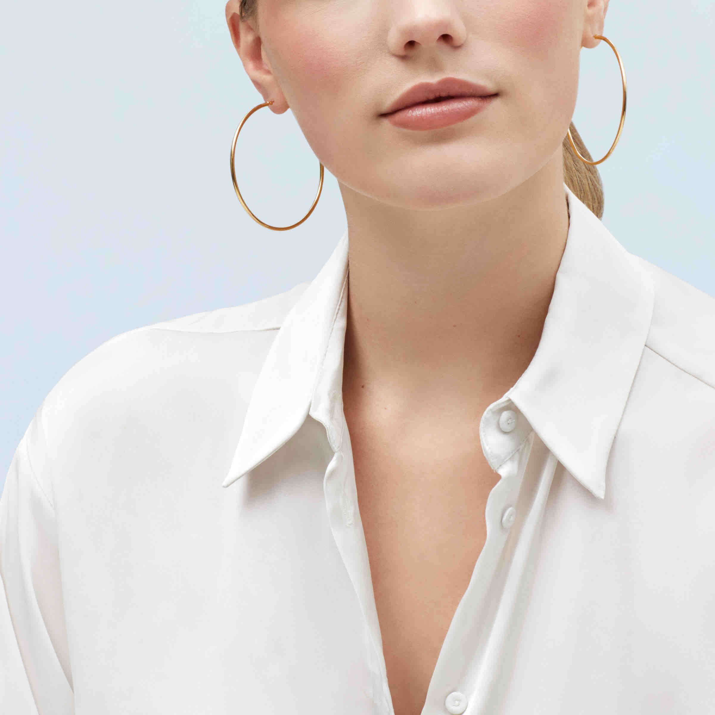 WELRY Pre-owned 60mm Round Hoop Earrings In 14k Yellow Gold