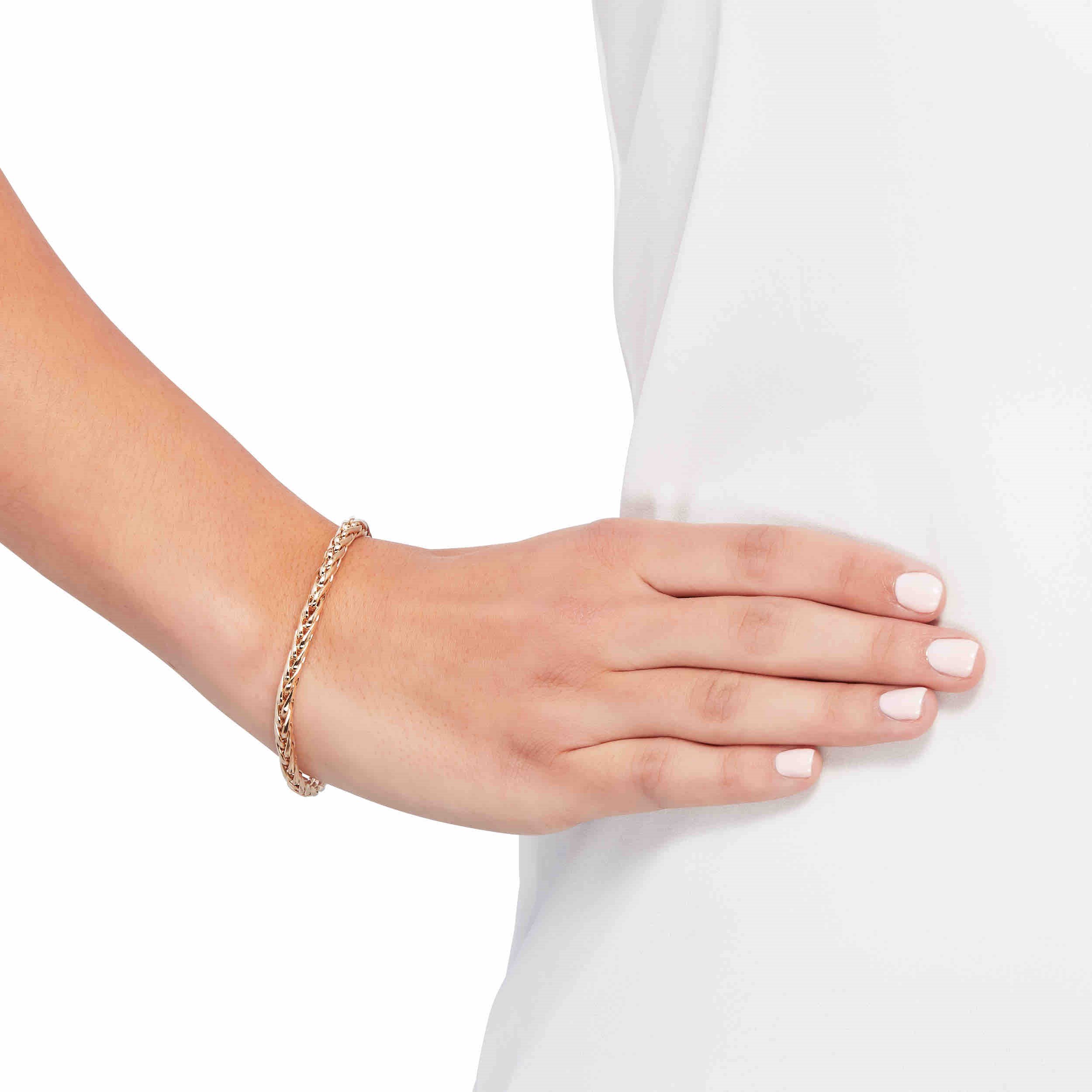 WELRY Pre-owned Spiga Polished Link Bracelet In 14k Yellow Gold, 7.5"