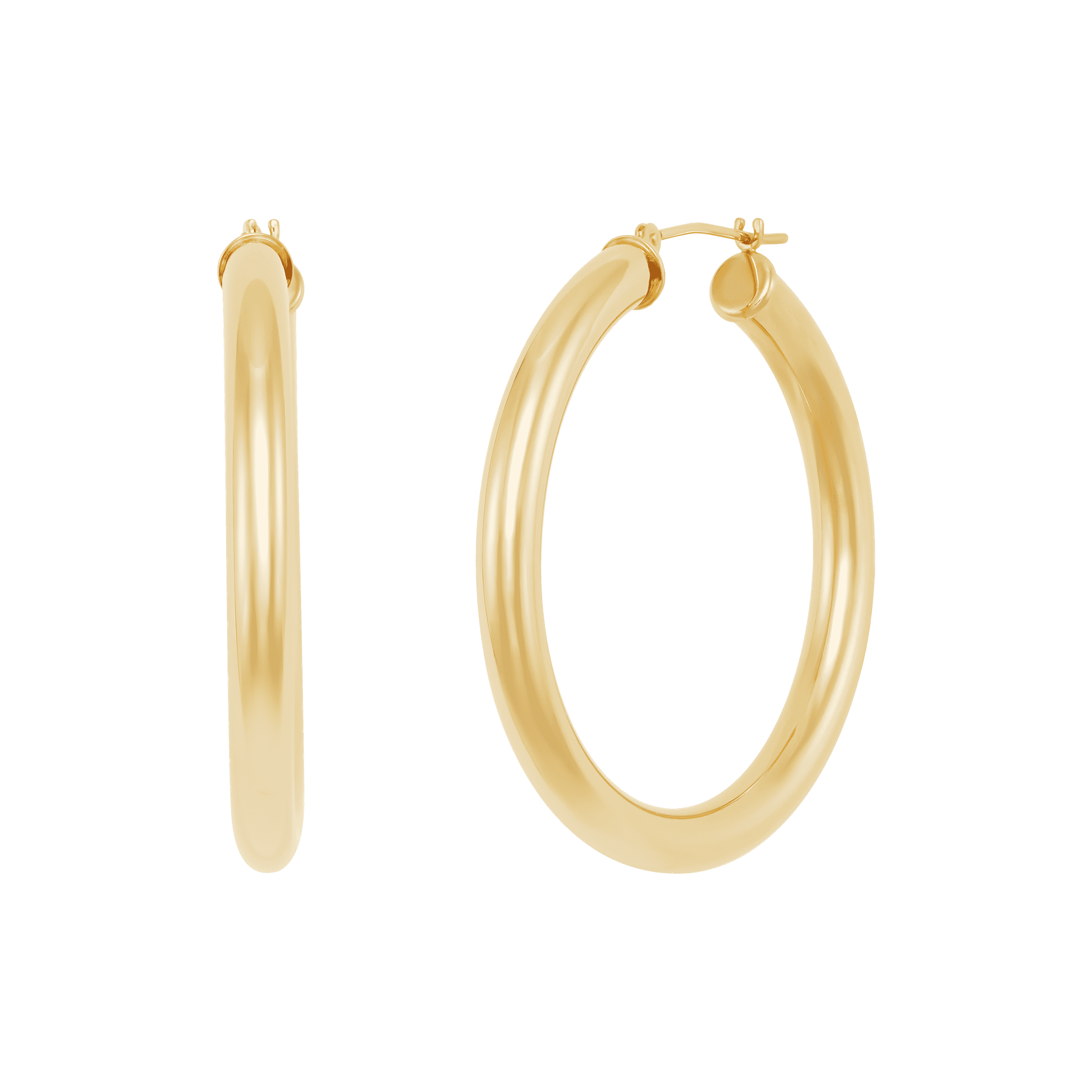 Pre-owned Welry 38mm Tube Hoop Earrings In 14k Gold