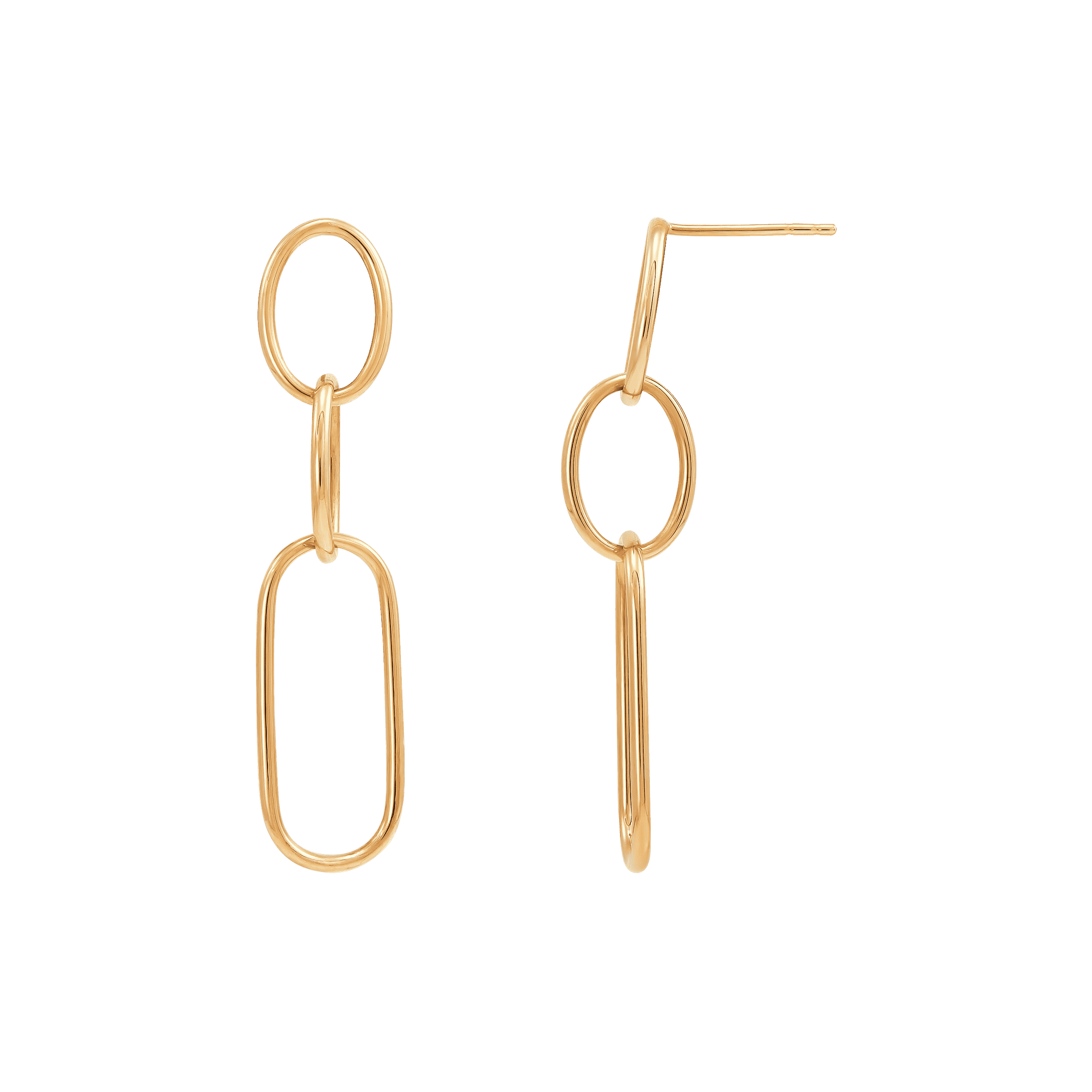 WELRY Pre-owned Triple Oval Link Drop Earrings In 14k Yellow Gold