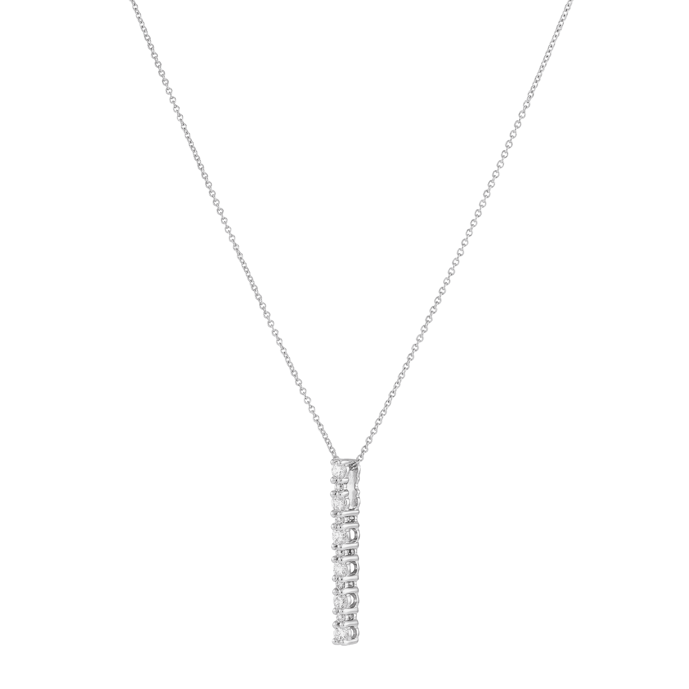 Welry 1/2 cttw Lab-Grown Diamond Bar Pendant Necklace in 14K White Gold, 17" - Picture 2 of 8