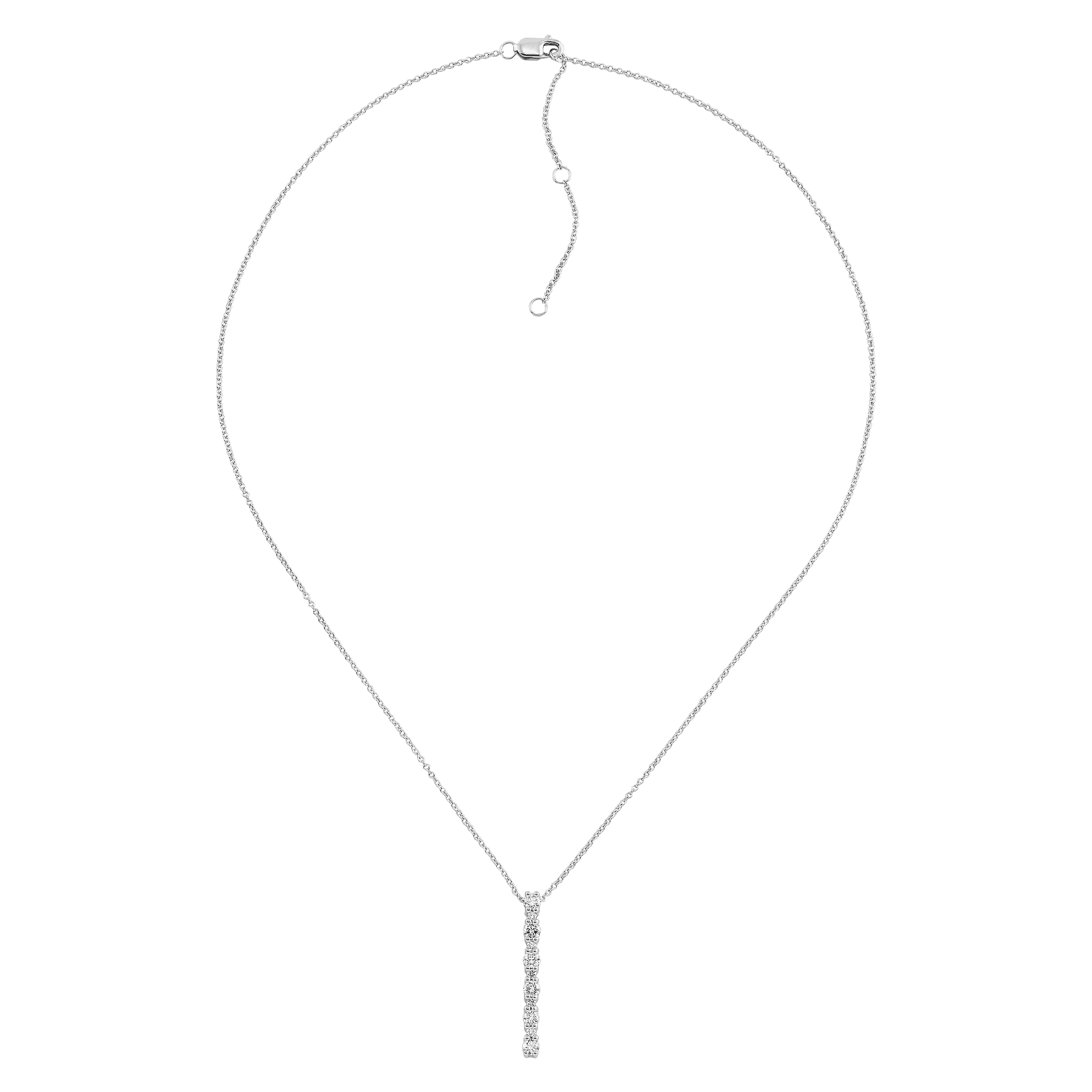 Welry 1/2 cttw Lab-Grown Diamond Bar Pendant Necklace in 14K White Gold, 17" - Picture 3 of 8