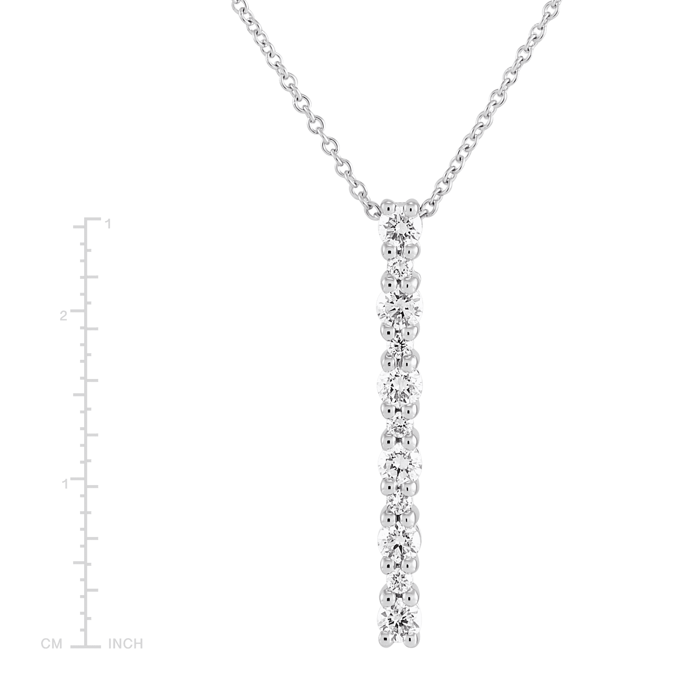Welry 1/2 cttw Lab-Grown Diamond Bar Pendant Necklace in 14K White Gold, 17" - Picture 5 of 8