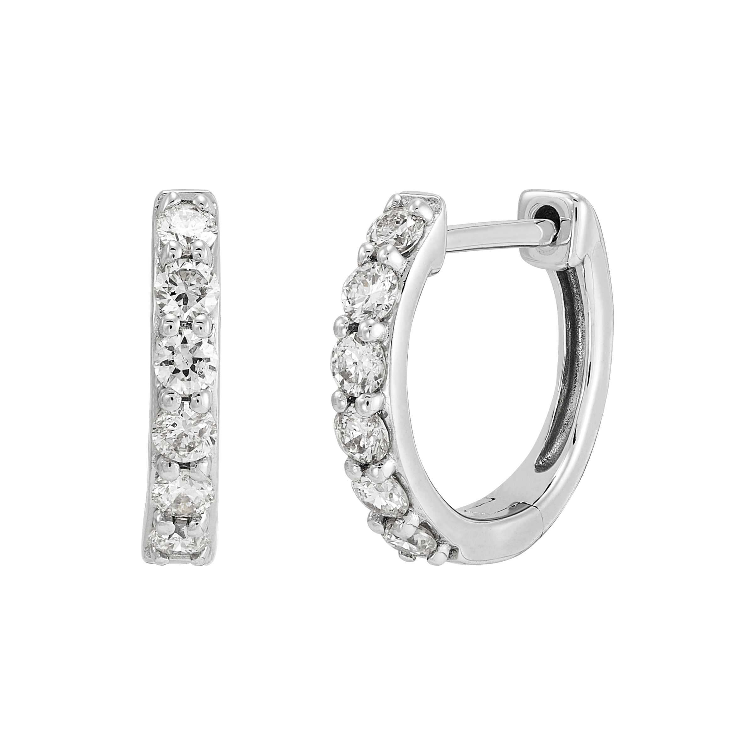 WELRY Pre-owned 1/4 Cttw Diamond 10mm Huggie Hoop Earrings In 10k White Gold In H-i