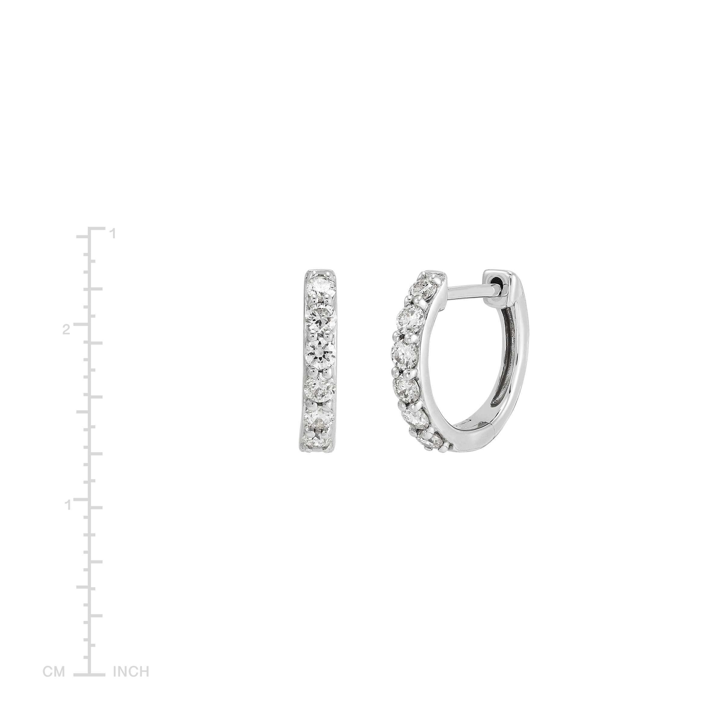 WELRY Pre-owned 1/4 Cttw Diamond 10mm Huggie Hoop Earrings In 10k White Gold In H-i