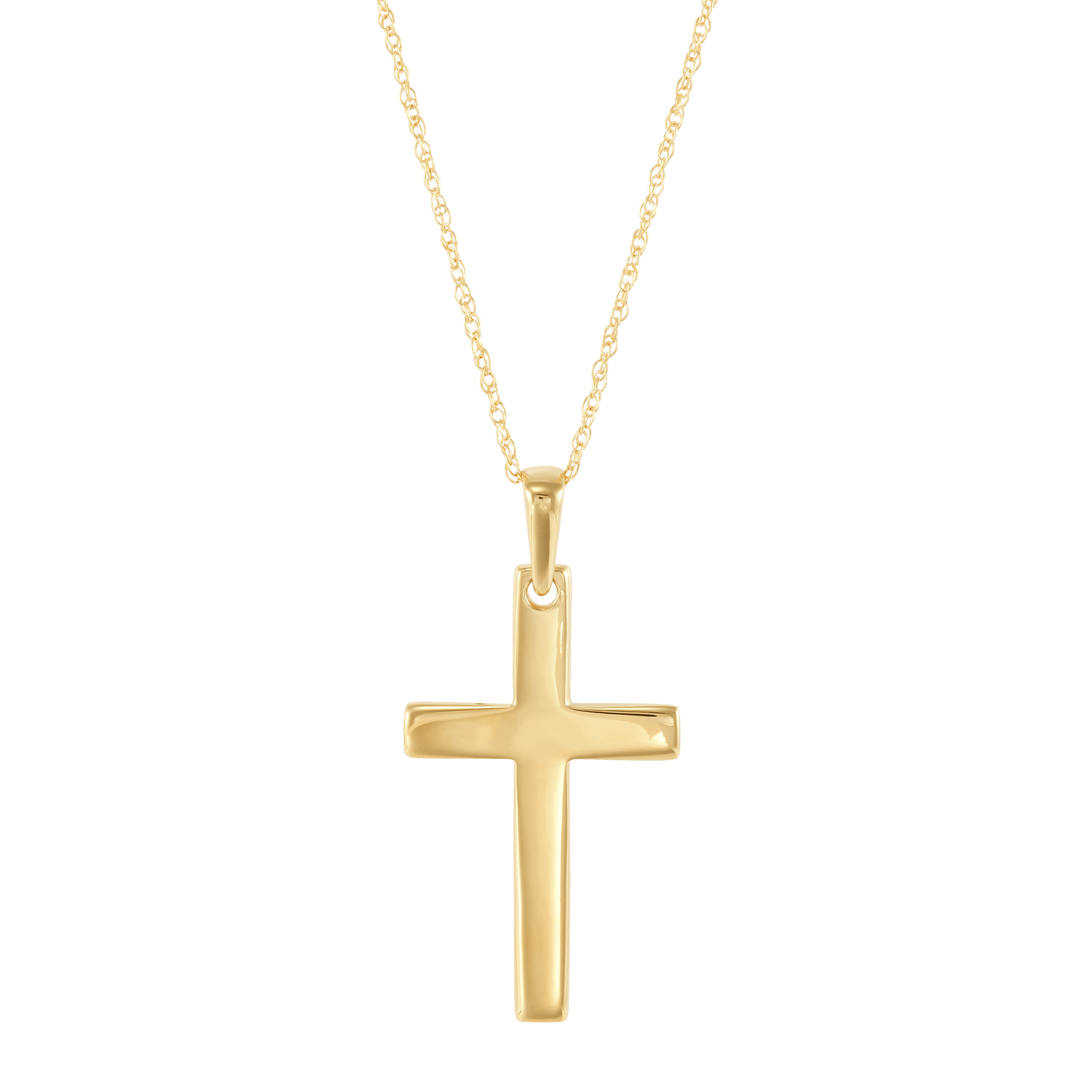 Welry Engravable Cross Pendant Necklace in 10K Yellow Gold, 18