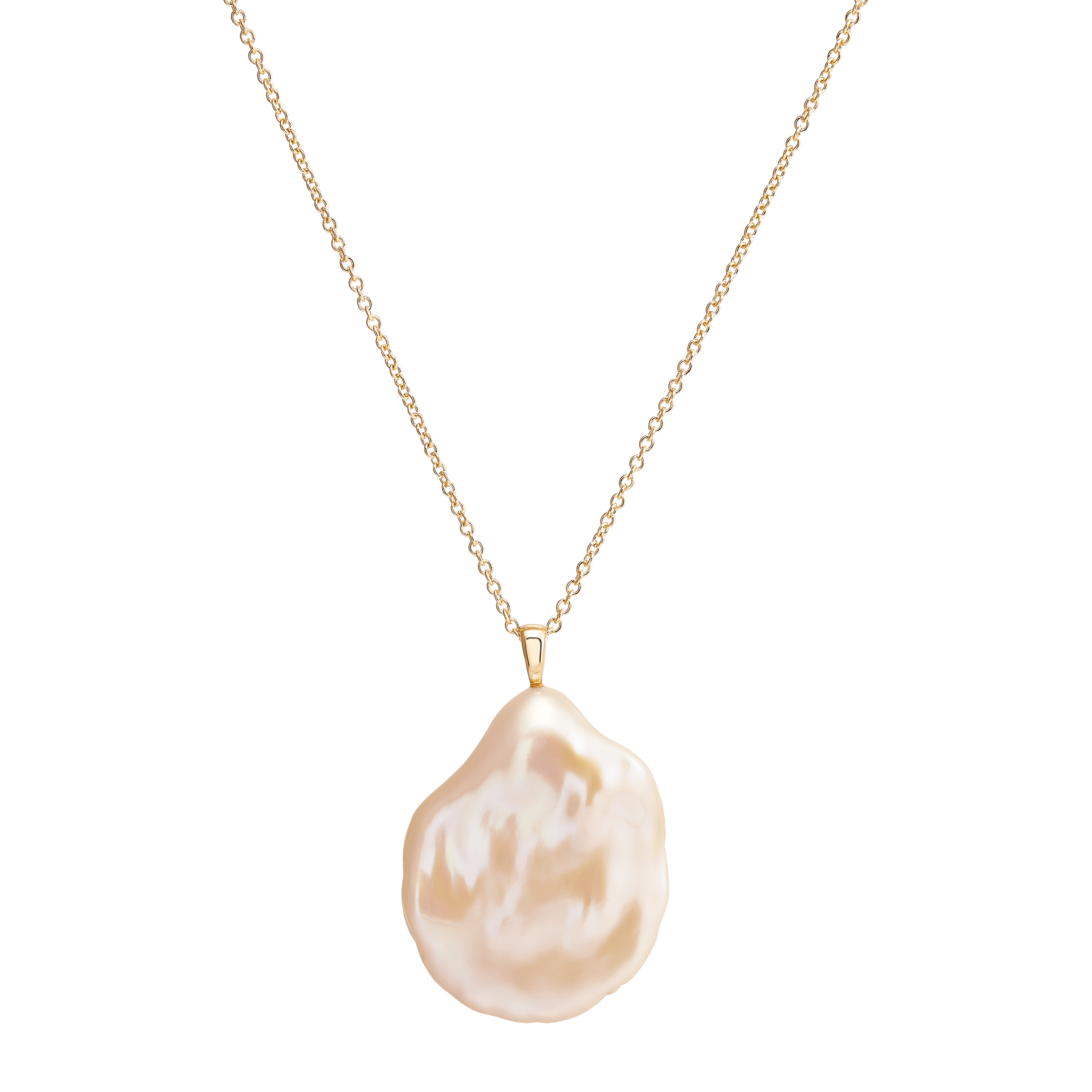 Pre-owned Welry 14k Yellow Gold Keshi-cultured Baroque Pearl Pendant Necklace, 18" In Pink