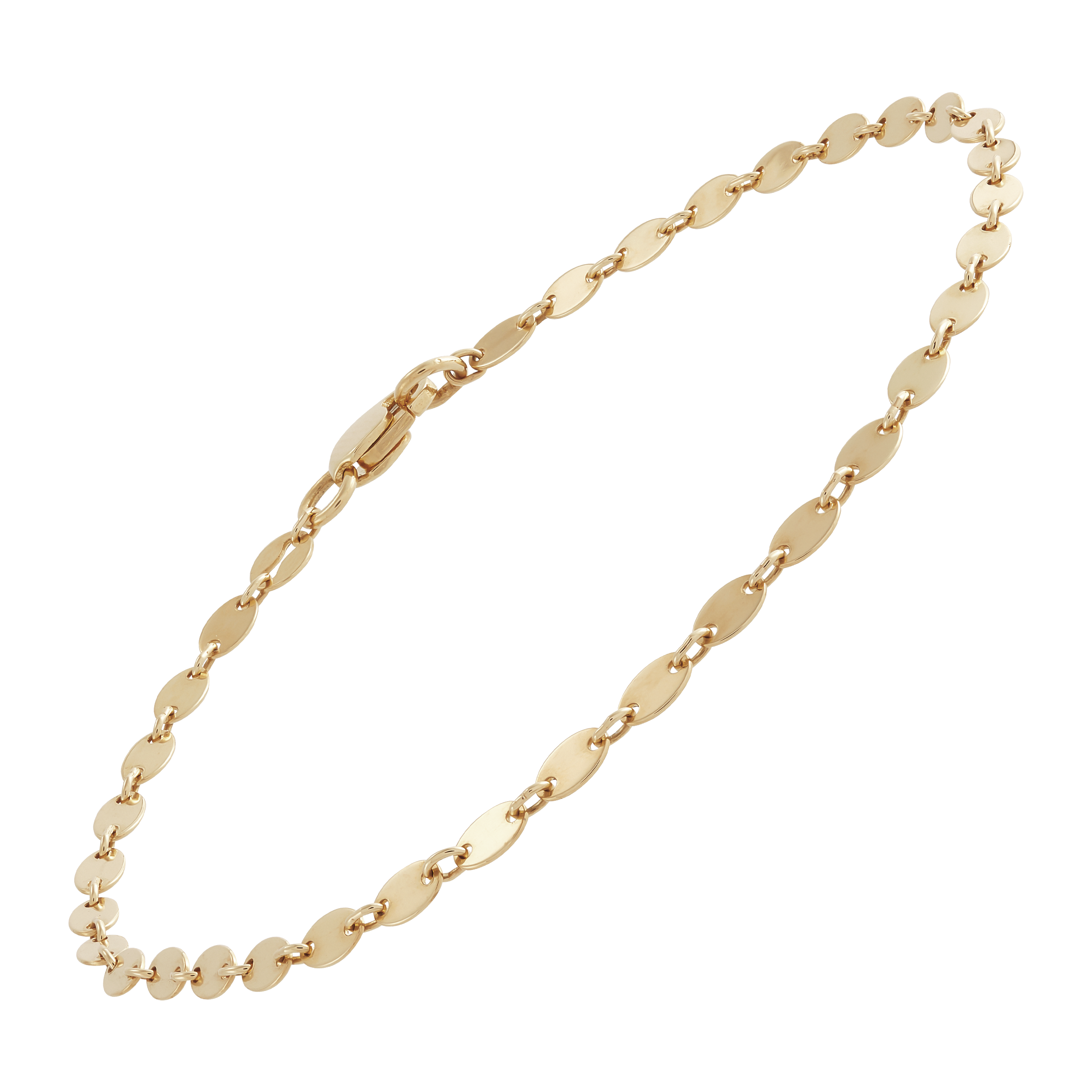 Pre-owned Welry 14k Yellow Gold Oval Disc Bracelet, 7.5"