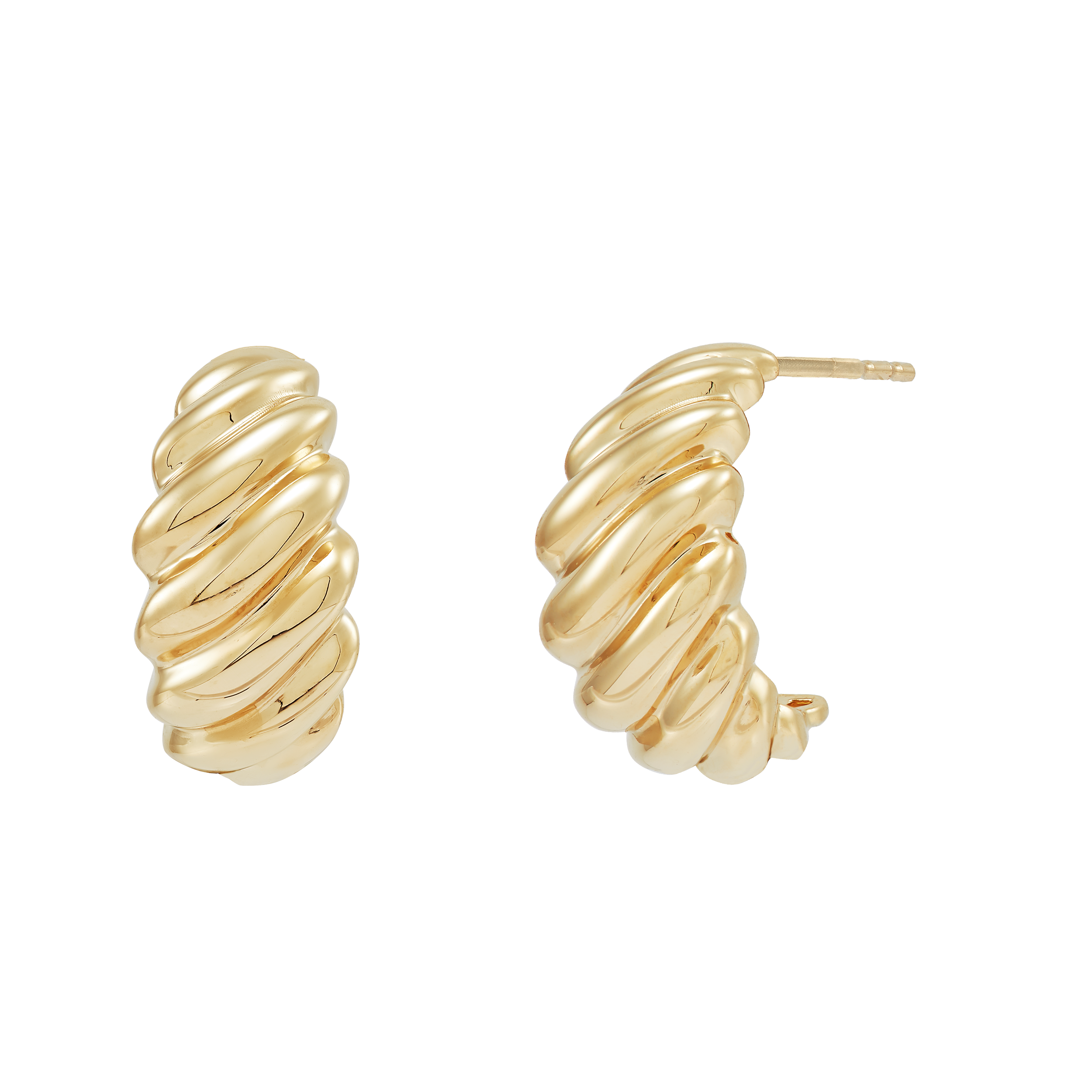 Pre-owned Welry 14k Yellow Gold J-hoop Croissant Earrings