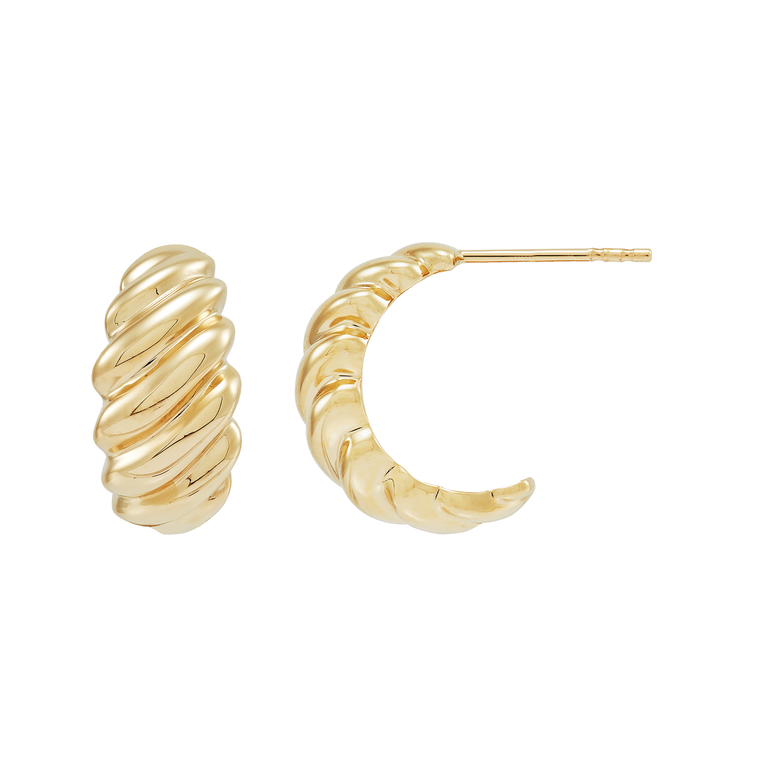 Pre-owned Welry 14k Yellow Gold J-hoop Croissant Earrings