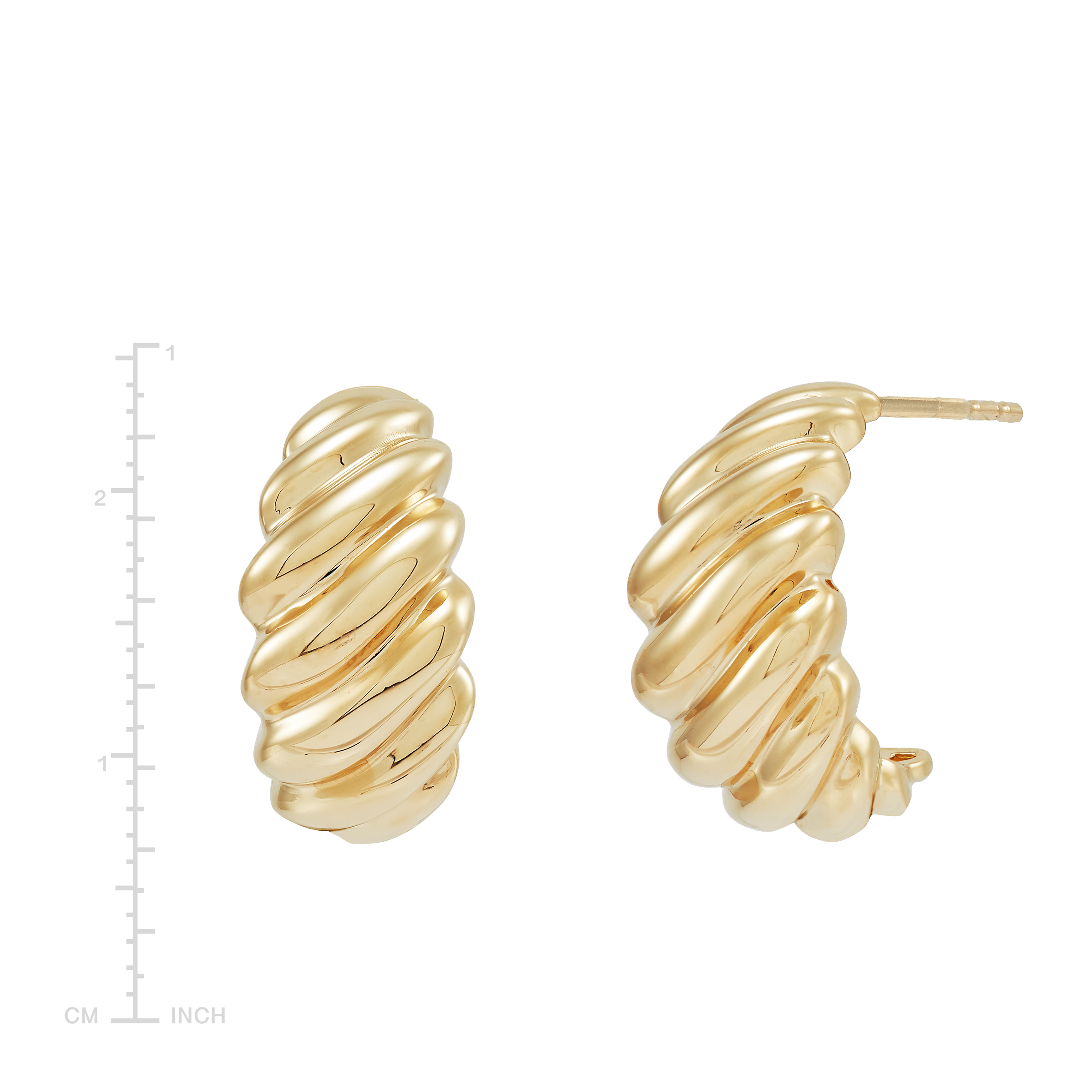 Pre-owned Welry 14k Yellow Gold J-hoop Croissant Earrings
