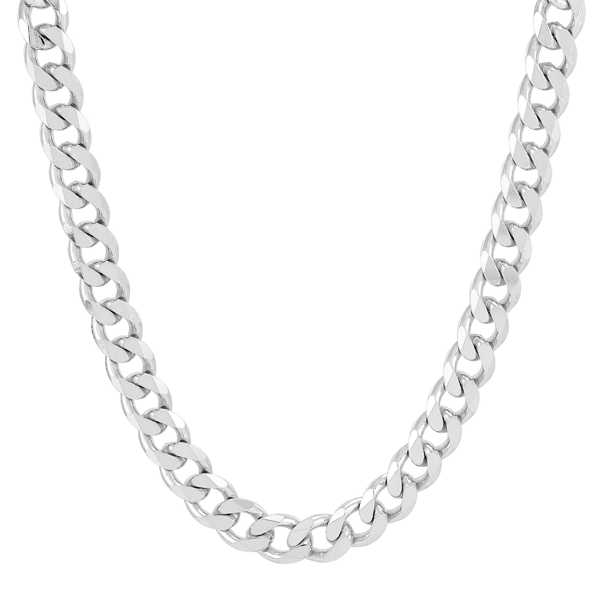 Pre-owned Welry Men's 7.8mm Sterling Silver Flat Curb Chain Necklace, 22" In White