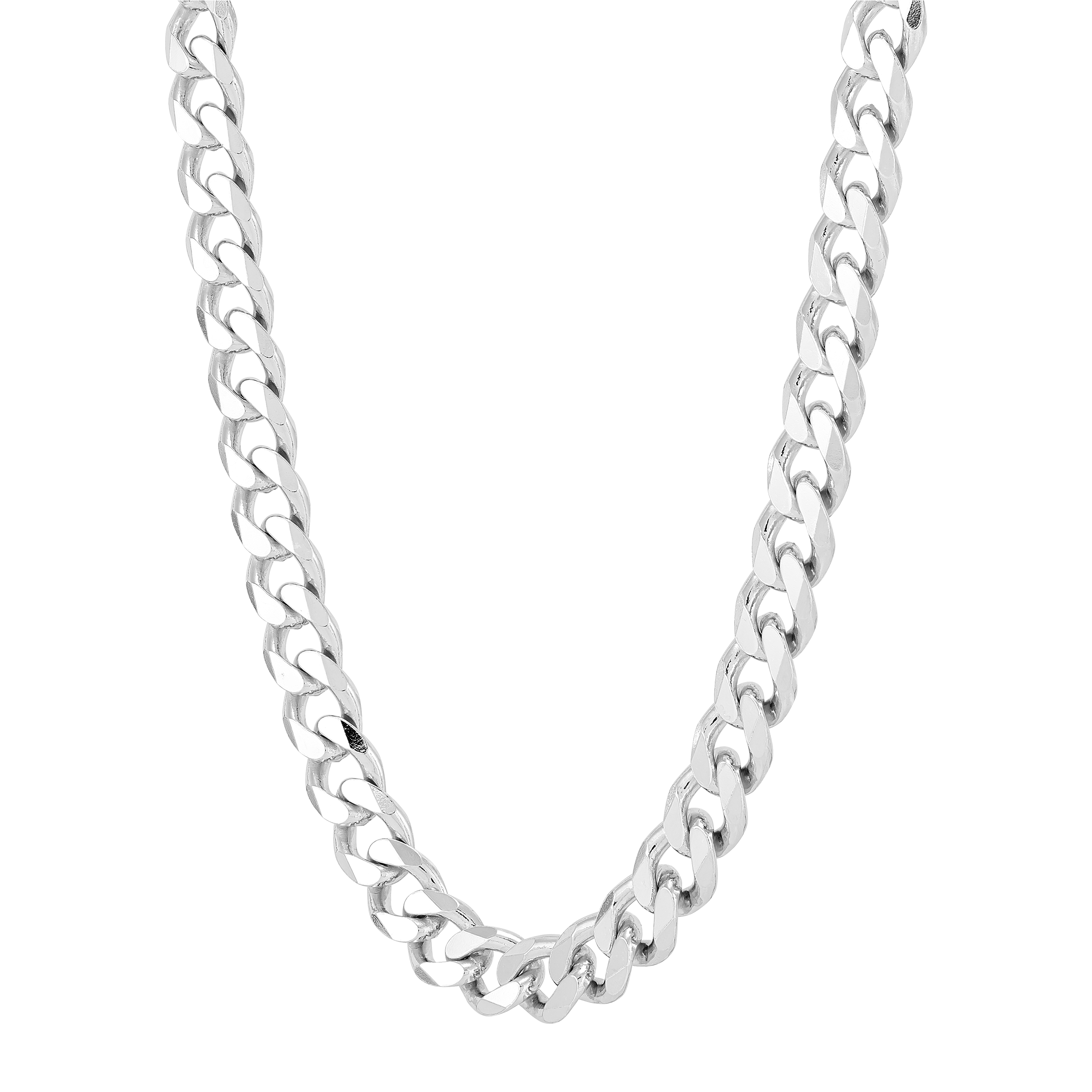 Pre-owned Welry Men's 7.8mm Sterling Silver Flat Curb Chain Necklace, 22" In White