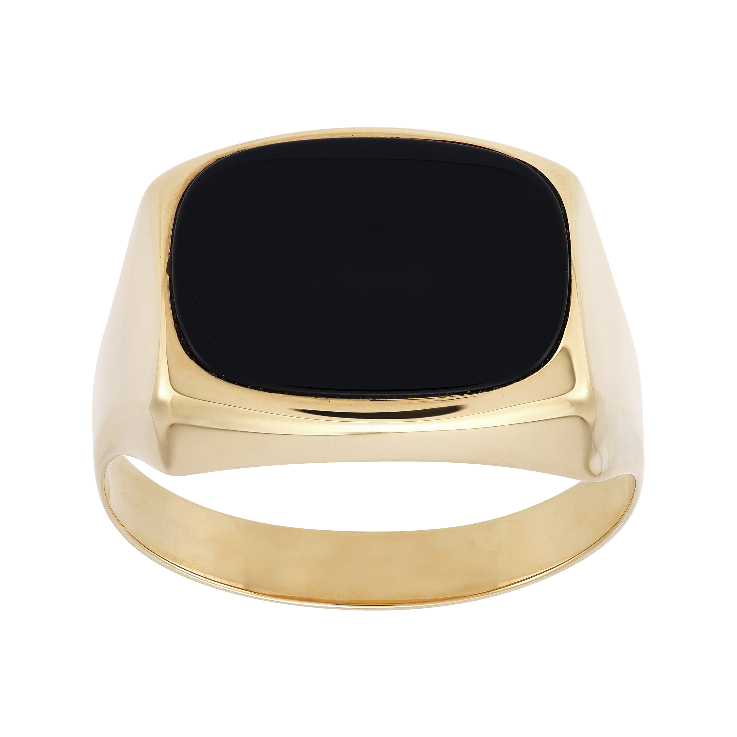 Pre-owned Welry Men's 10k Yellow Gold Signet Ring With Onyx, Size 10 In Black